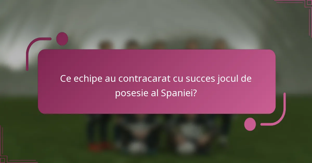 Ce echipe au contracarat cu succes jocul de posesie al Spaniei?