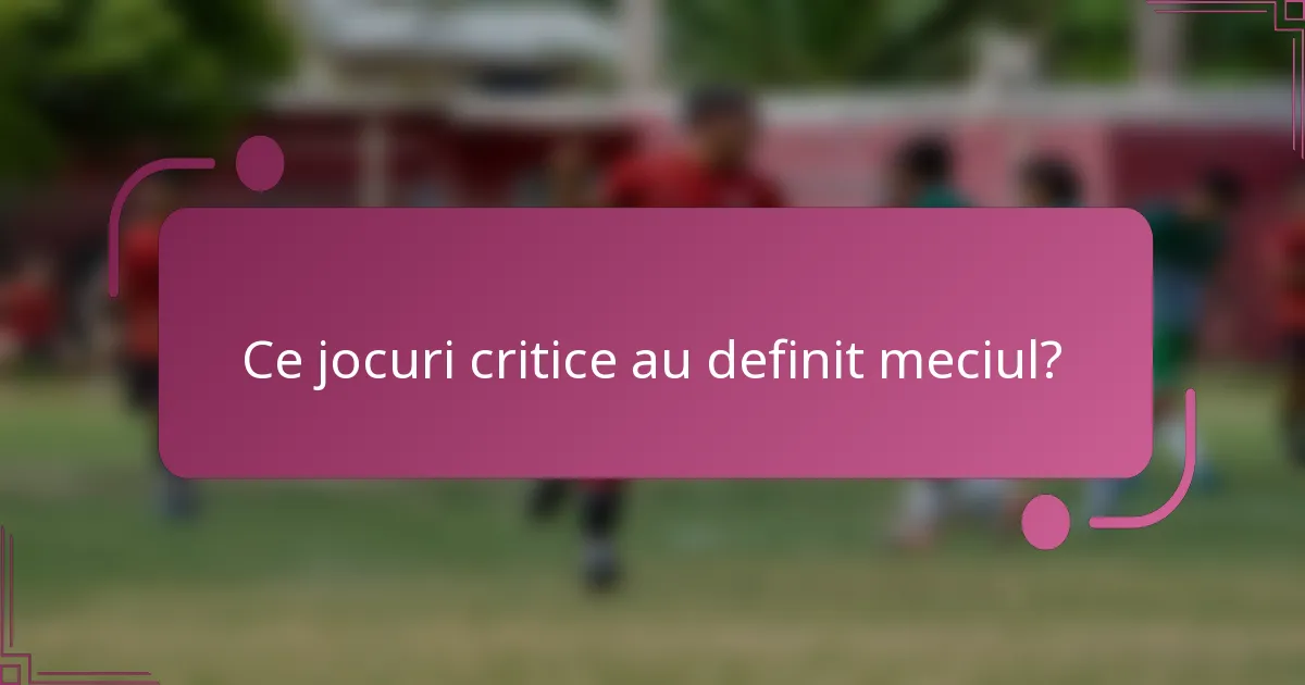 Ce jocuri critice au definit meciul?