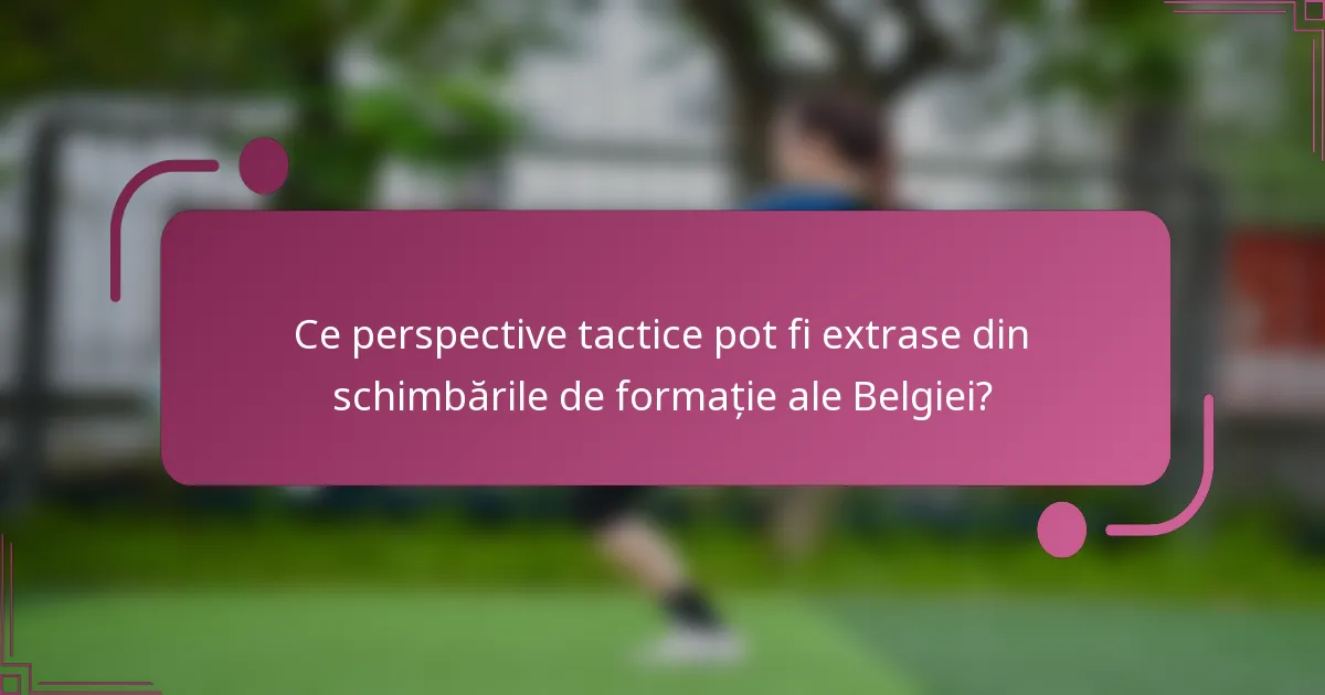 Ce perspective tactice pot fi extrase din schimbările de formație ale Belgiei?