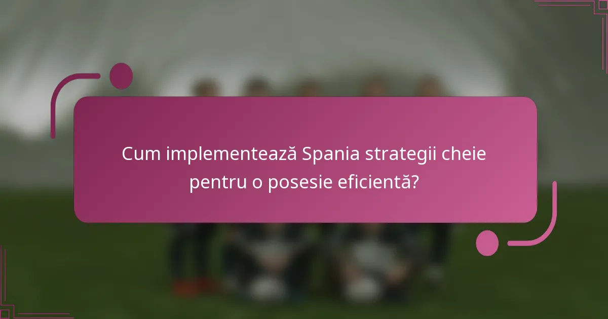 Cum implementează Spania strategii cheie pentru o posesie eficientă?